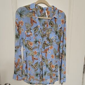 DNA Couture Tropical Floral Button Down Shirt